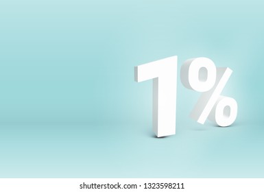 3D '1%' realistic sign, vector illustration