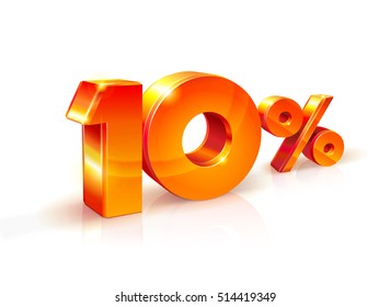 3d 10 Percent Discount Sign isolated on White Background. Special Offer 10% Discount Tag, Sale Up to 10 Percent Off, Sale Symbol, Special Offer Label, Sticker, Tag, Banner, Badge, Emblem, Icon