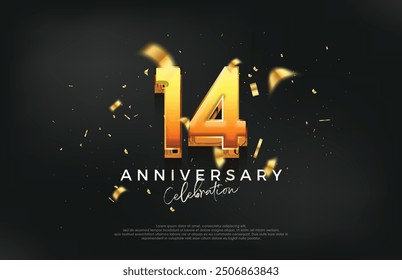 3d 14th anniversary celebration design. with a strong and bold design. Premium vector background for greeting and celebration.