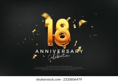 3d 18th anniversary celebration design. with a strong and bold design. Premium vector background for greeting and celebration.