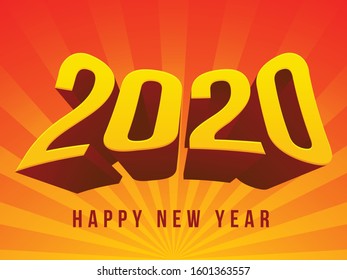 3d 2020 text on colorfull bg