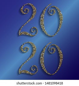 3d 2020 typography gold numbers for decoration design. Vintage typography. Vintage decorative element. Holiday background. Christmas eve. Abstract background. Luxury golden background.