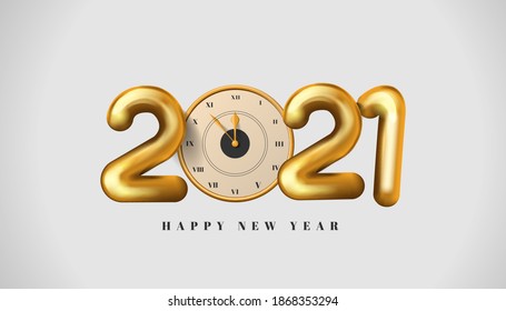 3d 2021 golden number realistic vector background