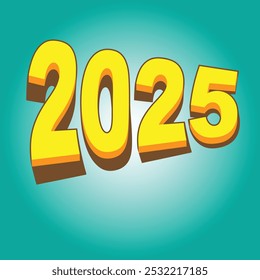 3D 2025 Textdesign mit coolem Kinostil.Vektorgrafik einzeln auf grünem Hintergrund. 2025 Textdesign mit coolem Kinostil .