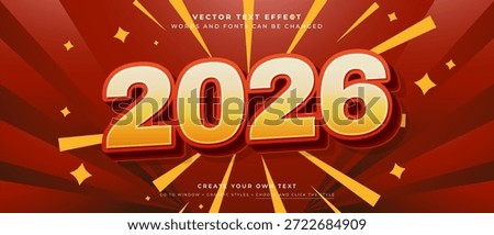 3D 2026 New Year text effect on dark red sunburst background