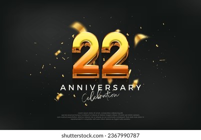 3d 22nd anniversary celebration design. with a strong and bold design. Premium vector background for greeting and celebration.