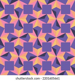 3d And 2d Shaped Geometric Grid Seamless Pattern. Minimal Trendy Design. 