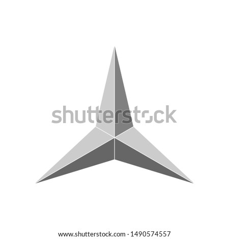 3d 3 point beveled star. Vector illustration