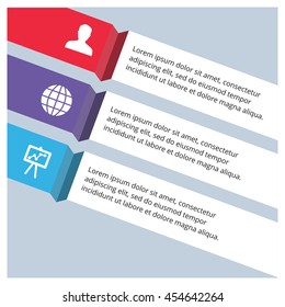3d 3 steps infographic presentation template. Abstract infographics number options template. Vector illustration. can be used for workflow layout, diagram, business step options, banner, web design