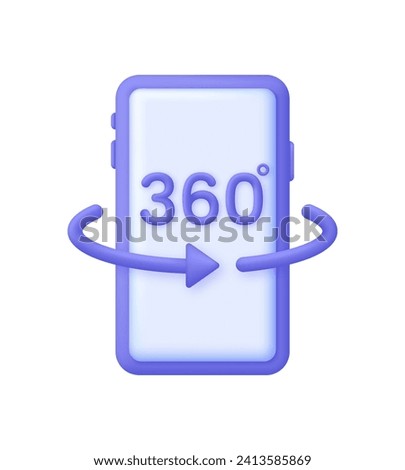 3D 360 icon. 360 degree view symbol. Panoramas and 360 degrees rotating. Virtual reality concept. Trendy and modern vector in 3d style