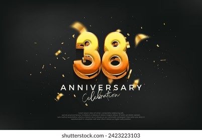 3d 38th anniversary celebration design. with a strong and bold design. Premium vector background for greeting and celebration.