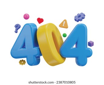 3d 404 not found icon illustration