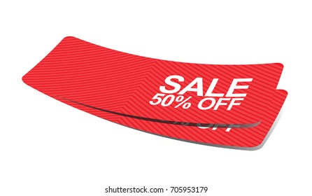 3D 50 Percent Discount card or tag promotion design vector illustration