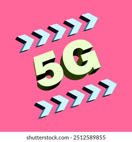 3d 5g Buchstaben High-Speed-Datenübertragung Hintergrundkonzept. 
