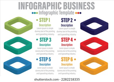3D 6 Step list infographic template design . business infographic concept for presentations, banner, workflow layout, process diagram, flow chart and how it work