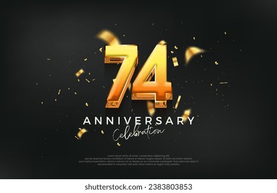 3d 74th anniversary celebration design. with a strong and bold design. Premium vector background for greeting and celebration.