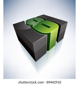 3D 8 green logo number