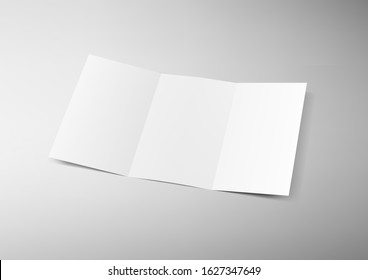 3D A4 Or A5 Three-Folded Clear Blank Brochure. EPS10 Vector