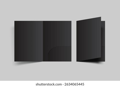 3D A4 Size Single Pocket Folder, open Leaflet, bifold mockup isolated on background.Blank folder paper template for business presentation document, flyer, catalogue, advertising or any creative work
