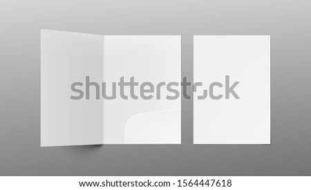 3D A4 Size Single Pocket Folder Mock Up Isolated On Gray Background. EPS10 Vector