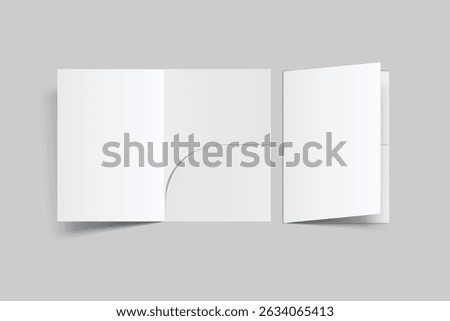 3D A4 Size Single Pocket Folder, open Leaflet, bifold mockup isolated on background.Blank folder paper template for business presentation document, flyer, catalogue, advertising or any creative work
