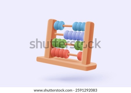 3d abacus unique icon signs for preschool lesson calculate at homework. calculation skill for education, back to school and study, university or college. 3d geometry icon vector render illustration