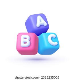 3d abc block for game design. Connecting jigsaw puzzle. Symbol of business teamwork and baby kid intelligence development concept, cooperation, partnership. Vector illustration - Shutterstock ID 2315235005