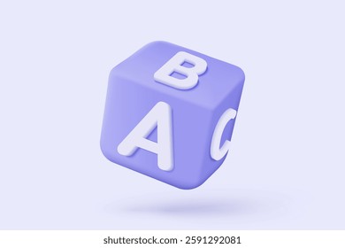 3d ABC blocks connecting jigsaw puzzle icon signs. simplicity for play game in primary preschool. Education academic back to school. 3d kindergarten icon vector render illustration