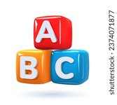 3D abc cubes. Multi-colored vector children