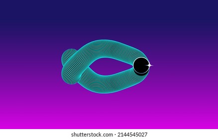 3d abstrack fluid object in the middle with gradation background blue and purple. 3d abstract fluid ackground
