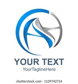 3D Abstract AH letter vector technology logo, 