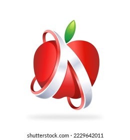 3D Abstract Alphabet Letter A Apple Fruit Logo Vector Illustration
