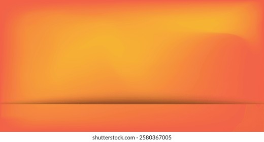 3d abstract autumn studio room background. Orange, brown dark gradient empty wall backdrop. Back ground horizontal mockup product season  modern gradient