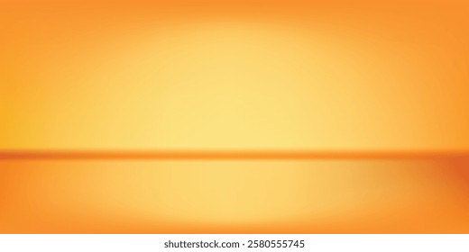 3d abstract autumn studio room background. Orange, brown dark gradient empty wall backdrop. Back ground horizontal reflection art