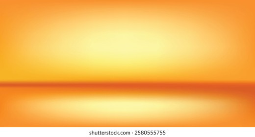 3d abstract autumn studio room background. Orange, brown dark gradient empty wall backdrop. Back ground horizontal reflection art