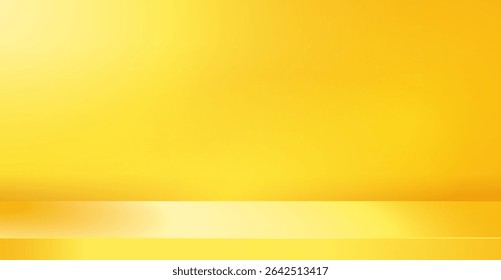 Fondo abstracto de la habitación del estudio del otoño 3D. Fondo de pared vacío degradado amarillo. Fondo Horizontal maqueta de la presentación de la temporada del producto. Plataforma de escena vacía. Pantalla de Vector de promoción