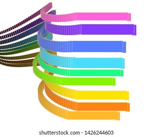 3D abstract backdrop. Different shapes, rotate and scale in vector.