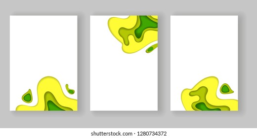 3d abstract background A4 banners in paper cut style, cut waves. Bright colours. Vector design for posters, banners, flyers. 