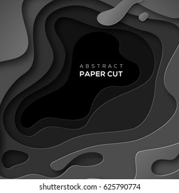 3D abstract background with black paper cut shapes. Vector design layout for business presentations, flyers, posters.
