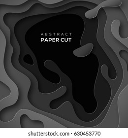 3D abstract background with black paper cut shapes. Vector design layout for business presentations, flyers, posters.