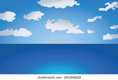 3d Abstract background blue ocean and cloud wallpaper flat gradient color vector illustration