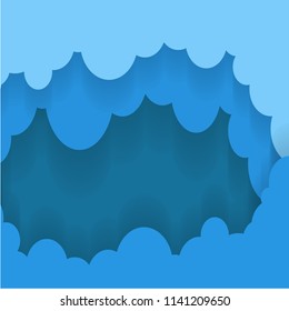3D abstract background, blue paper cut shapes. Vector design layout for business presentations, flyers, posters and invitations. Carving art, environment and ecology elements texture.