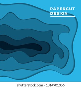 3D abstract background with blue paper cut shapes. Vector design layout for business presentations, flyers, posters