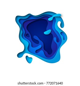 3D abstract background with blue paper cut shapes. Vector design layout for business presentations, flyers, posters.