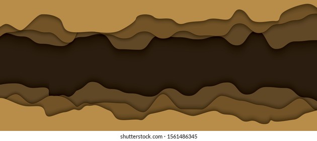3D abstract background with Brown paper cut shapes. Vector design layout for business presentations, flyers, posters and invitations. 