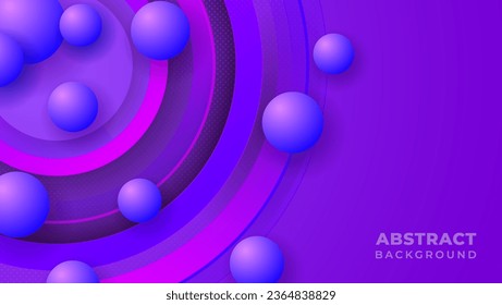3D Abstract Background with 3d Circle Purple of glossy balls. modern trendy banner Premium Vector 