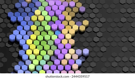 3d abstract background of colorful hexagon pattern.