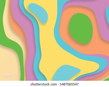 3D abstract background with Colorful paper cut shapes. Vector design layout for business presentations, flyers, posters and invitations. Colorful carving art, environment and ecology element