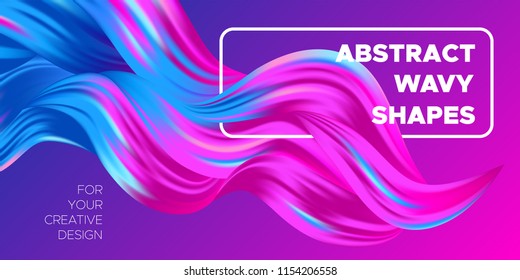 3d Abstract Background. Colorful Wave Shapes. Trendy Vector Illustration EPS10 for Your Creative Design. Beautiful Fluid Interweaving. 3d Poster with Abstract Bright Liquid for Business Presentation.