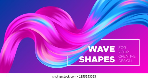 3d Abstract Background. Colorful Wave Shapes. Trendy Vector Illustration EPS10 for Your Creative Design. Beautiful Fluid Interweaving. 3d Poster with Abstract Bright Liquid for Business Presentation.